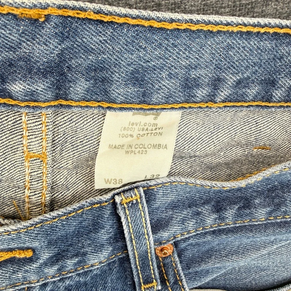 Levi's 501 Original Fit Mens 38x32 Blue Cotton Straight Button Fly Jeans